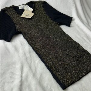 🖤NEW🔺(Sz 6) CELLINI Italian Black and Black/Gold  Glitter knit top